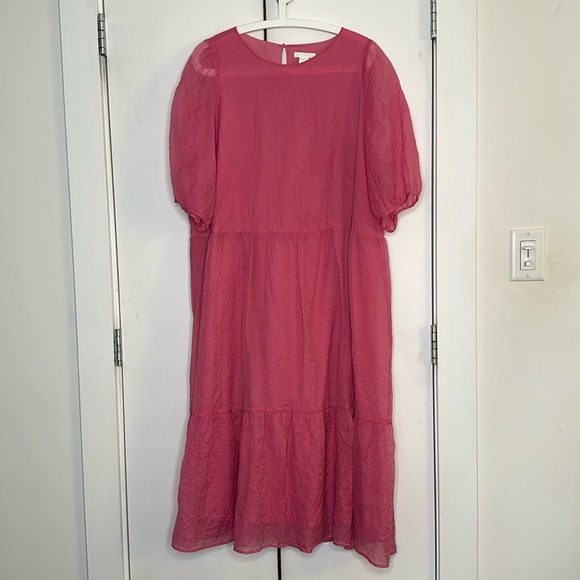 H&M Pink Midi Dress. Sheer Fabric Lined. - Picture 1 of 7